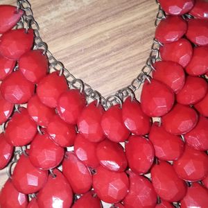 Red Pearl Statement Necklace