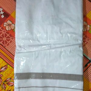 Discount🥳🥳 Saree White Fine 100% Cot