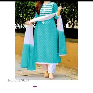 Women New Kurti Trouser Dupatta Set