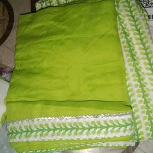 FLUORESCENT GREEN&WHITE KURTAPANT SET WITH DUPATTA