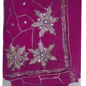 Heavy work party wear saree for women with blouse.