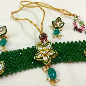 Crystal and kundan Work choker set