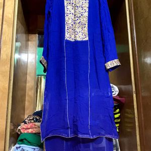 Royal Blue Beautiful Kurta With Pant N Dupatta