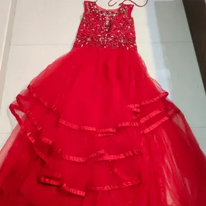 Red Extra Long Full Flair Gown FIXED PRICE