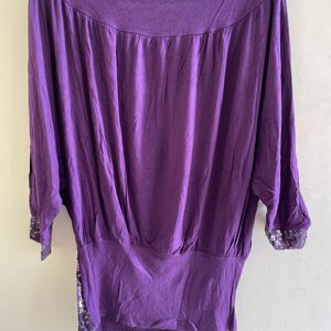 Purple Dolman Sleeves Sequin Top