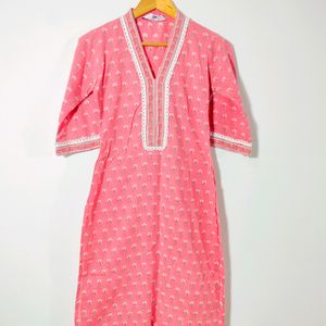 Peach Printed Kurta (Women's)