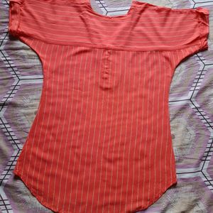 Striped Casual Pink Top By CHARCOAL designer