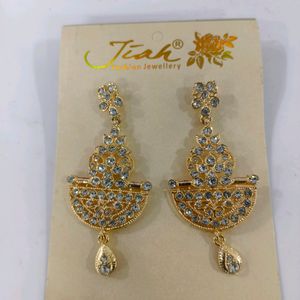 Gold Plated Crystal Dangle Earrings