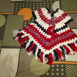 Combo Of Dress And Poncho For Kids Handmade