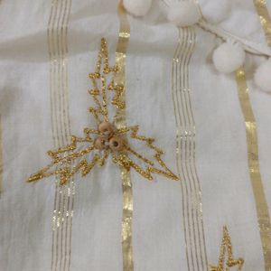 White Dress With Golden Design