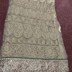 Nude Colour Saree With Stone Border