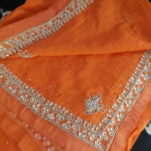 Georgette Orange Punjabi Suit (Drycleaned) ✅️