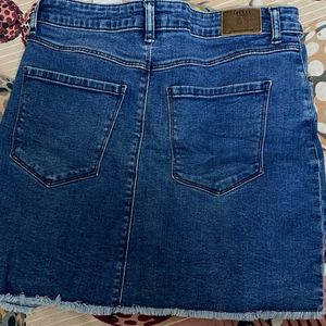 Denim Mini Ribbed  Skirt