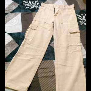 Beige Cargo Denim