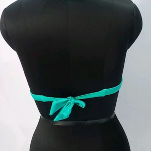 Sea Green Shiny Fabric Bikini Top 👙