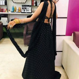 Designer Black Paded Blouse  Backless