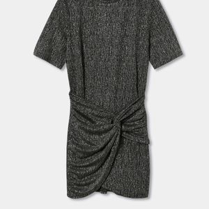 MANGO Knotted Lurex Dress in Silver | Endource