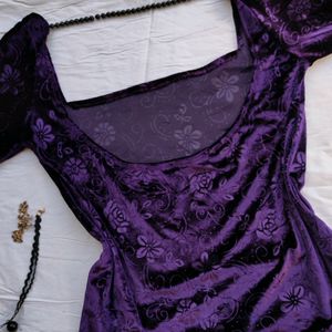 Whimsigoth 90s purple Velvet Top backless