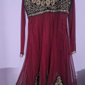 Anarkali Maroon Gown Without Pant