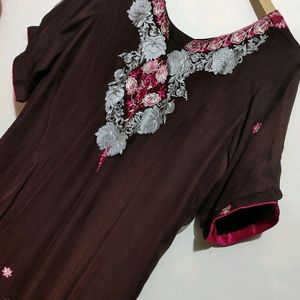 Cofee Brown Embroidry Work Suit Salwar & Dupatta