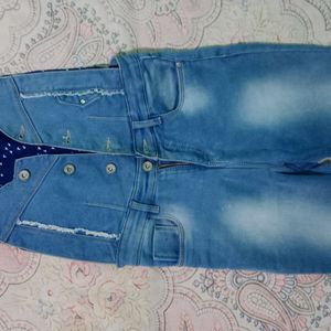 Blue Denim Teenage Girls Jumpsuit