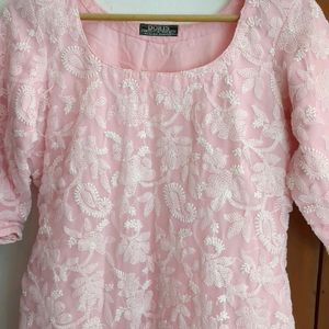 Pink Chikankari Kurthi