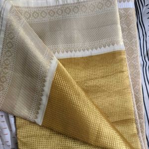 Checked Golden Saree