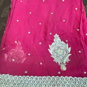 Pink Coloured  Saree With Stitched Blouse