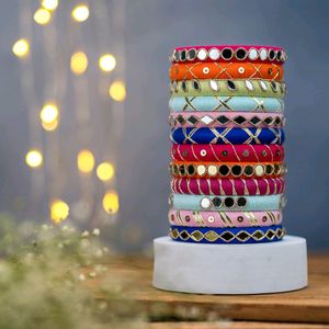 Colorful Mirror Work Bangles ❤️💛