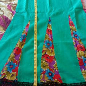 BLUE KURTI ROUND SHAPE WITH FLOWER PRINT