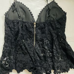 Women Black Lace Bralette Top