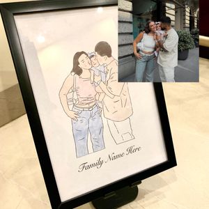 Cute Custom Family Portrait In Frame