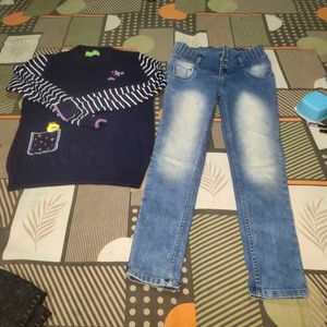 Combo Of Sweater And Denim High Waist Jeans