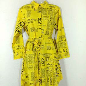 Yellow And Black Casual Dress (Women's)