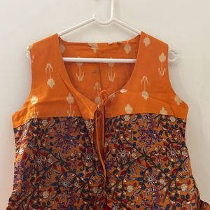 Ethnic Overcoat sleeveless Ikkat And Kalamkari D