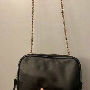 Two Way Black Sling Bag With Gold Details