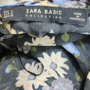 Zara Black Floral Printed Western Dress (Women)