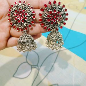 Traditional Ethnic Maroon Colour Jhumkas