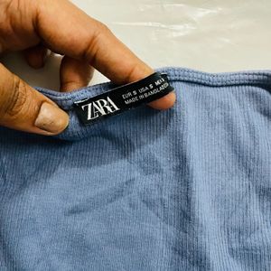 Zara Ribbed Front Drawstring Top