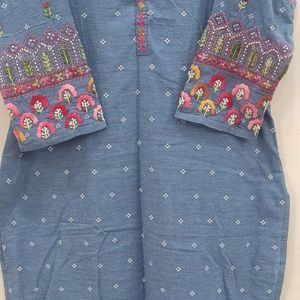 Denim Blue Lenin Kurthi