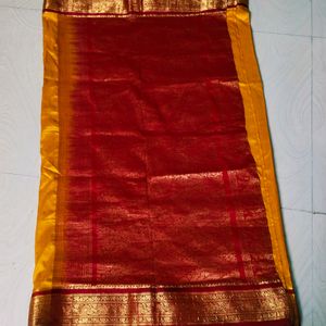 Yellow colour pure Gadwal saree