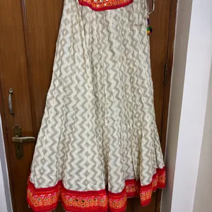 Embroidered Mirror Work Patch Border Ethnic Skirt