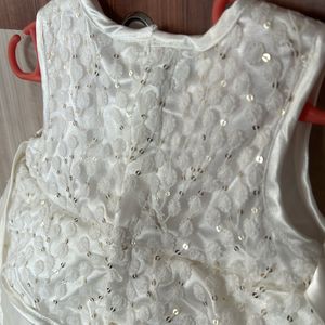 Frill Party Wear White Baby Girl Frock