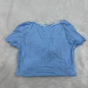 DIWALI SALE Baby Blue Coquette Crop Top