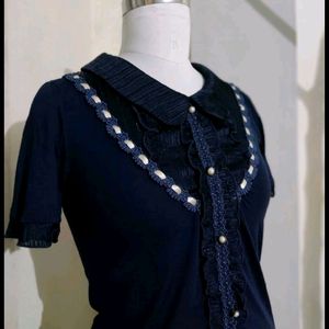 Gorgeous Navy Blue Korean Top💙