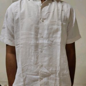 Classic White Short-Sleeved Button-Up Shirt