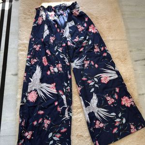 PRINTED STRETCHABLE BLUE PANTS