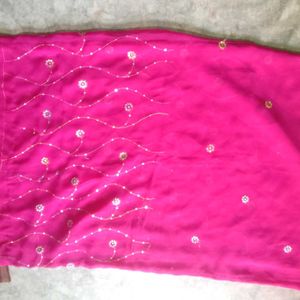 Saree Rose (Pink) Colour Without Blouse