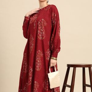 High-Low Red Oversized Kurta Set For Traditional