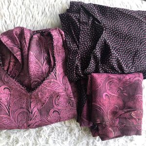 Purple&Black Printed Kurta Set(Women’s)